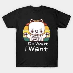 I Do What I Want Retro Cat T-Shirt